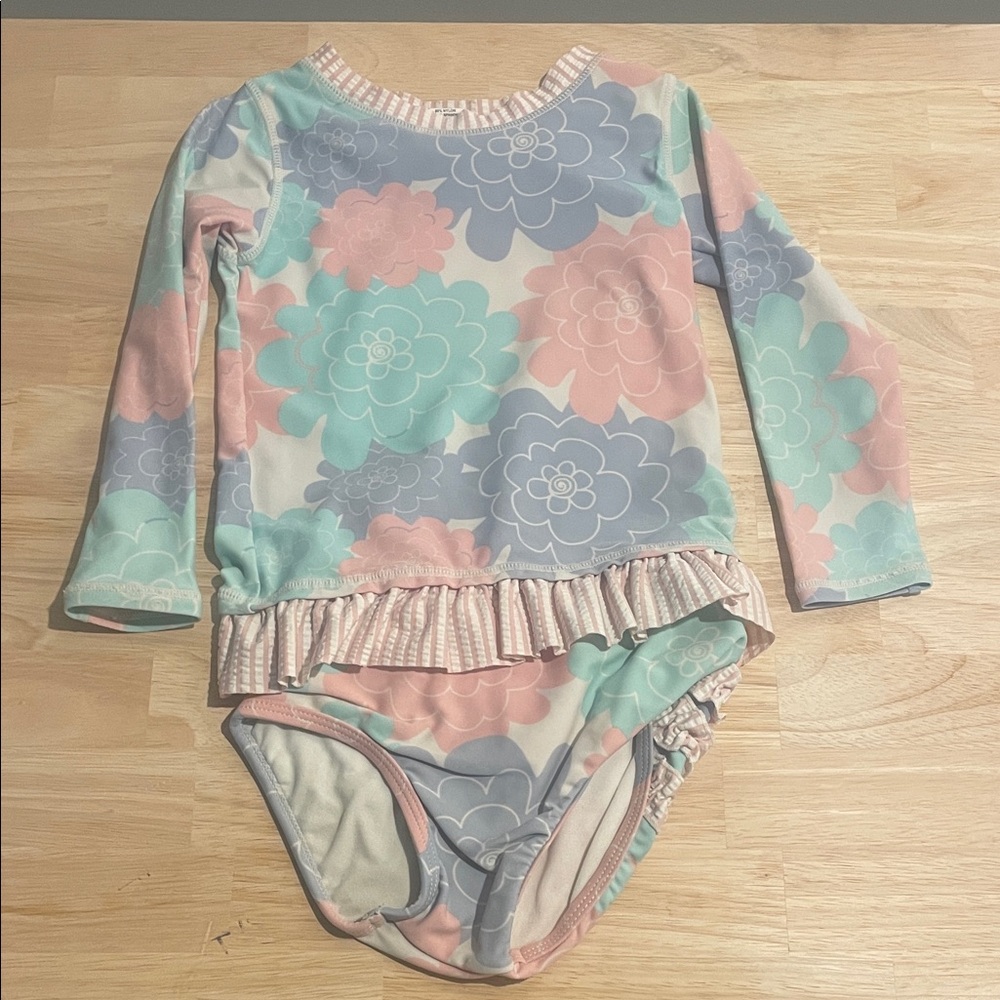 Ruffle Butts 2 piece Long Sleeve Rash guard Set - 2T